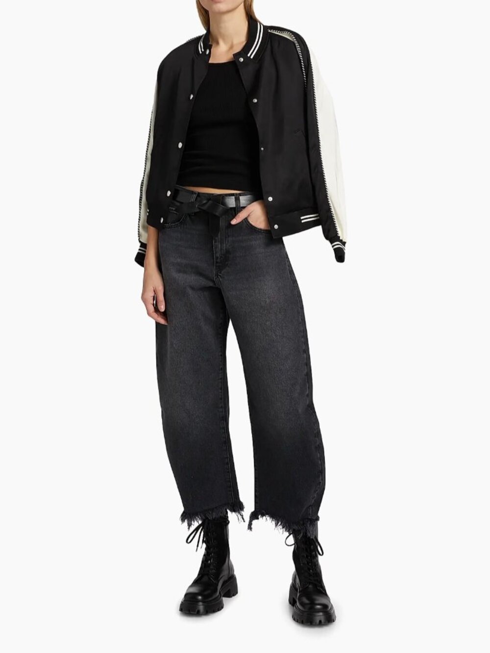 Frame's The Bubble Crop frayed high-rise barrel leg jeans size 28 - Picture 8 of 8